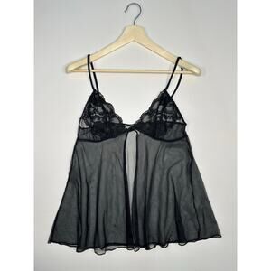 Vintage 1970’s Nancy King Lingerie Short Black Sheer Sexy Nighty Negligee